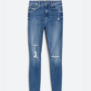 Mother skinny jeans. The swooner ankle fray.